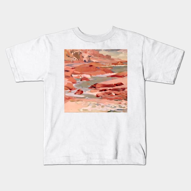 Red Rocks on the Seashore Kids T-Shirt by DANAROPER